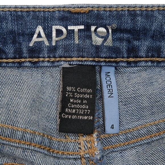 Apt 9 Jeans Womens Size Modern 4 Capri Crop Distressed Cuffed Blue Measure 30x17 - Picture 7 of 8